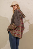 Vintage Plaid Mixed-Media Hoodie