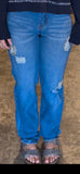 Button Closure Denim Pants