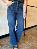 P-High Rise Wide Leg Patch Pocket Jean Mica