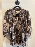 P-Paisley Print Smoked Top