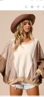B11.6-1 Stripe and Color Block Terry Pullover
