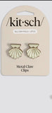 Gold & Pearlized Cream Metal Clam Shell Hair Clip Set