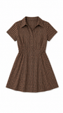 Shirt Collar Button-front Plaid Mini Dress