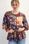 Mixed Floral Peplum Top