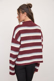 Burgundy Striped Knit Cardigan