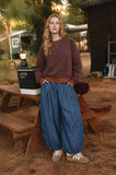 Rust & Navy Striped Knit Top