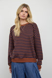 Rust & Navy Striped Knit Top