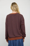 Rust & Navy Striped Knit Top