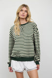 Forest Green Striped Knit Top