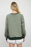 Forest Green Striped Knit Top