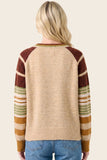 Cozy Striped Sleeve Button Sweater