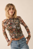 B12.4-1 Floral Print Mesh Top
