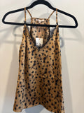 P-Leopard Print Lace Tank