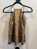 P-Leopard Print Lace Tank